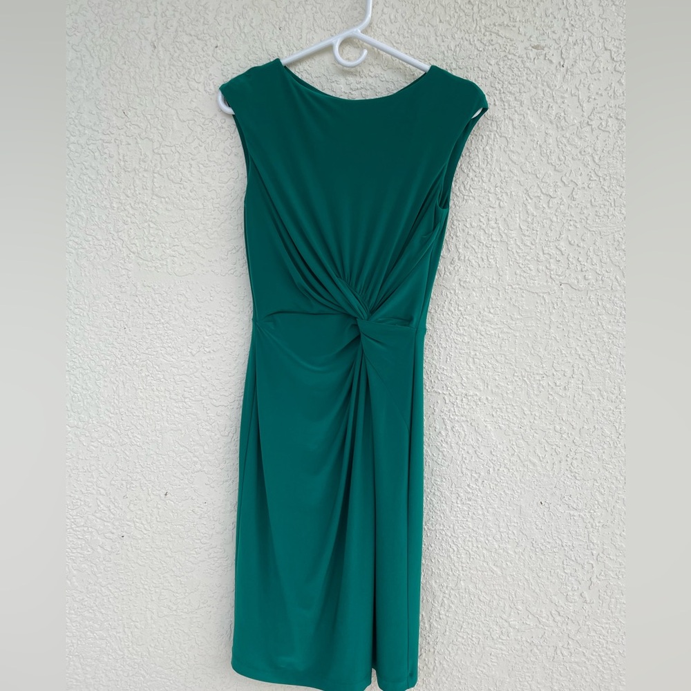 RALPH Ralph Lauren Dress. Hunter Green, Festive Sleeveless, Ruched Waist. Sz 4.